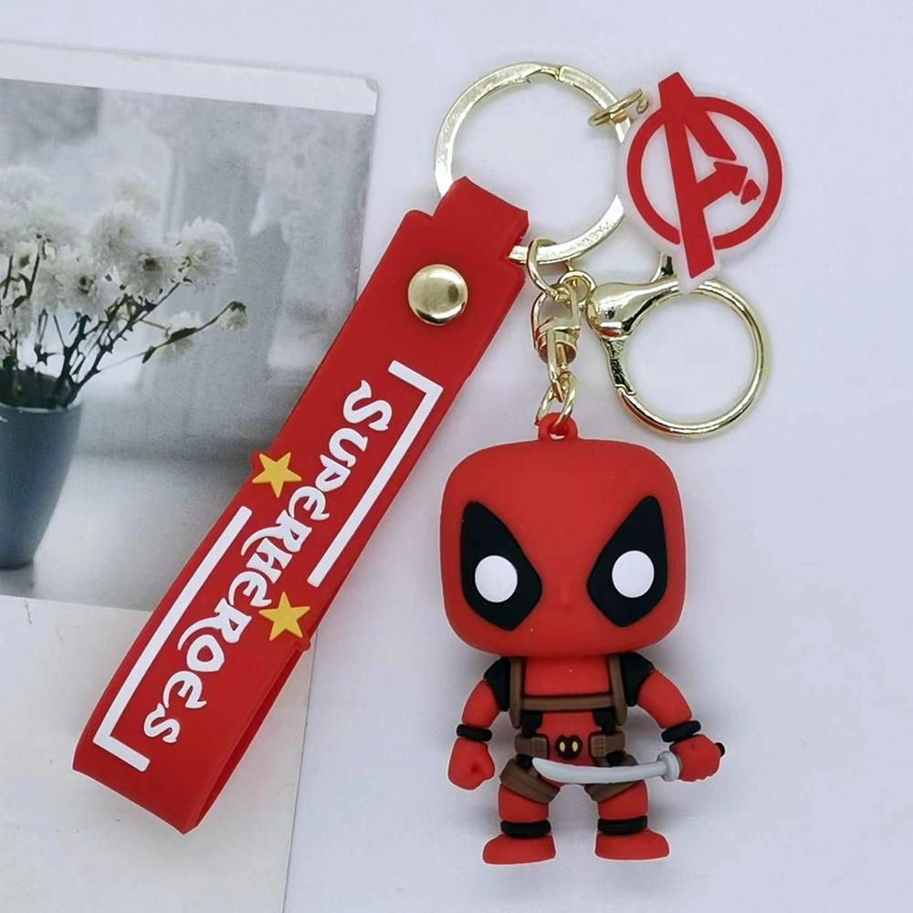 Soft Rubber Key Chain Lovely Cartoon Captain Wonder Man Super Heros Key Chain Schoolbag Car Keyring 3D Pendant Keychain Custom