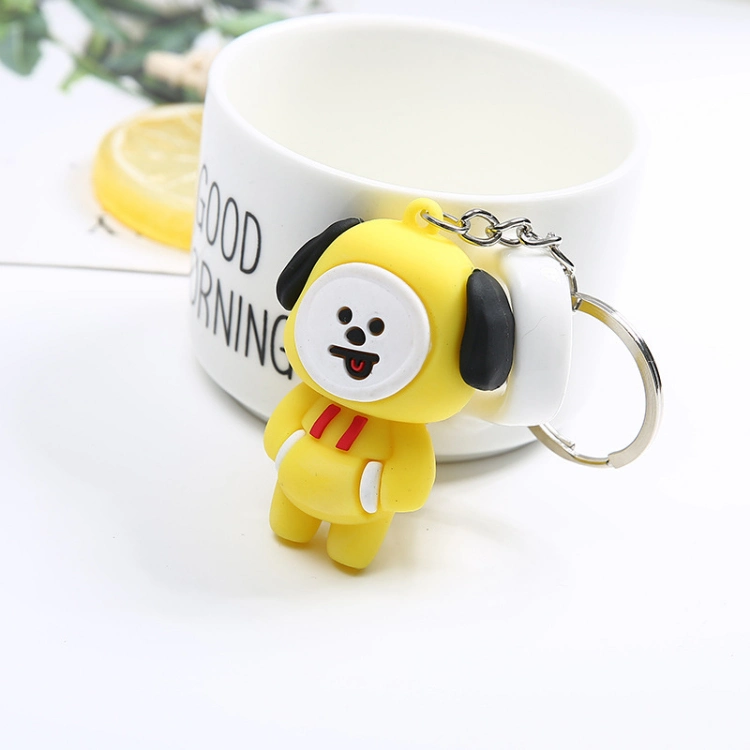 Free Sample Fast Delivery Korea Kpop Bt21 Rubber Keychain Anime 3D Bts Keychain